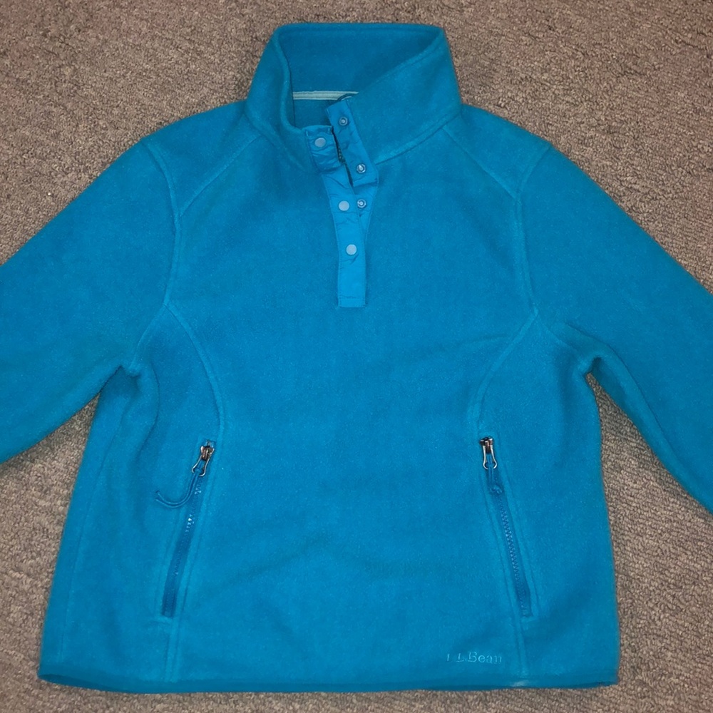 Fleece LLBean button up pullover with pockets